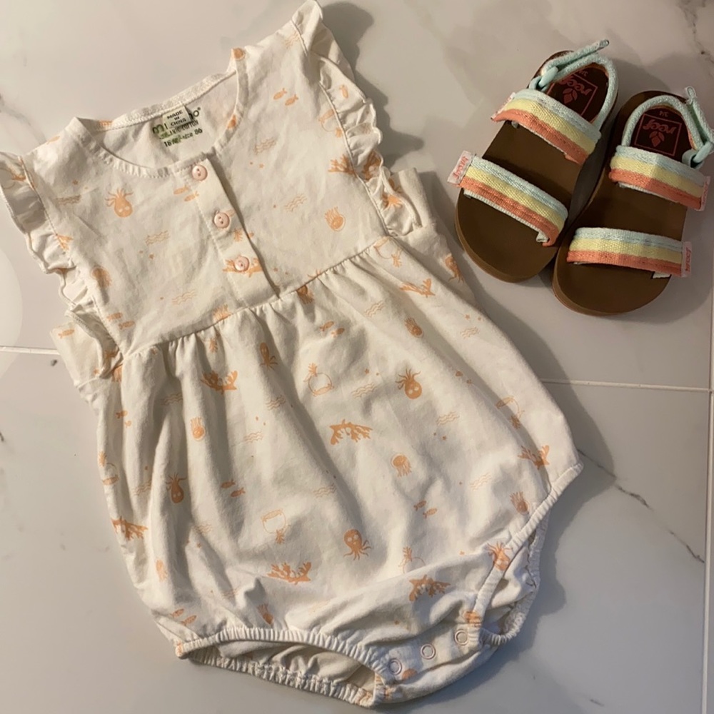 MinyMo 100% Organic Cotton Sea Life Romper